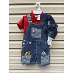 VTG NEW b.t. Kids Toddler 4T Denim‎ Overalls Beaver Sailboat